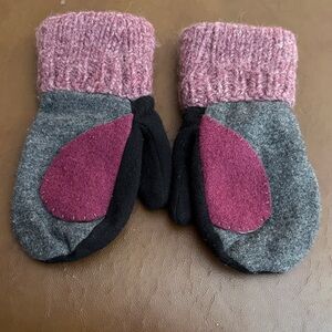Cozy Pink and Gray Women's Wool Mittens